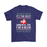 Ugly Christmas Sweater T-SHIRT Wonderful Time for a Beer, Santa T-Shirt