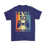 LEVEL 50 UNLOCKED 50th BIRTHDAY T-Shirt Gamer, Retro Look, Men's or Women's