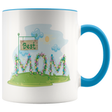 BEST MOM 11 oz White Color Accent Coffee Mug - J & S Graphics