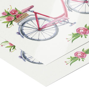 11" x 14" Bicycle with Flowers Poster Print Watercolor Look