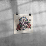 12" x 12" Sugar Skull Poster Print Día de los Muertos