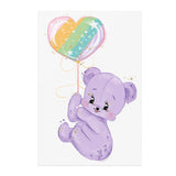 12" x 18" Purple Teddy Bear with Balloon Nursery Print Poster
