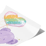 12" x 18" Purple Teddy Bear with Balloon Nursery Print Poster