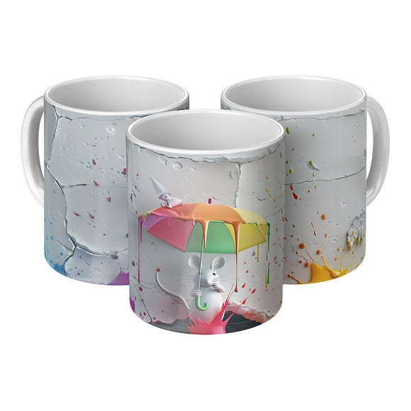 3D Look Mouse with Umbrella 11oz Coffee Mug