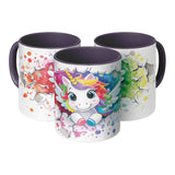 3D Look Rainbow Unicorn 11oz Purple Accent Coffee Mug