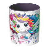 3D Look Rainbow Unicorn 11oz Purple Accent Coffee Mug
