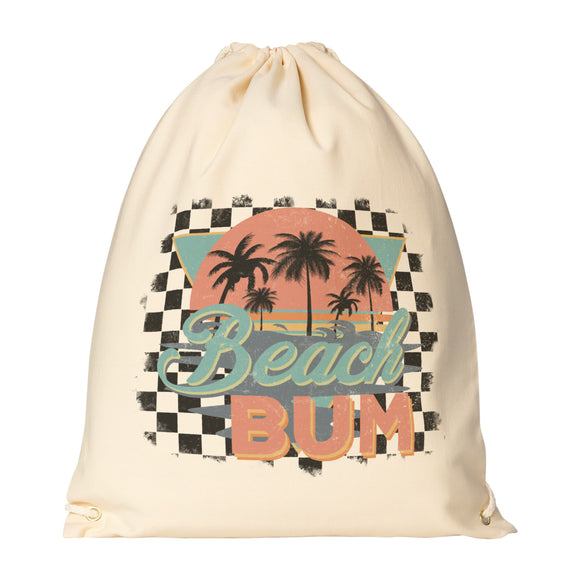 BEACH BUM Drawstring Canvas Backpack