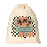BEACH BUM Drawstring Canvas Backpack