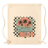 BEACH BUM Drawstring Canvas Backpack