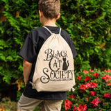 BLACK CAT SOCIETY Drawstring Canvas Backpack