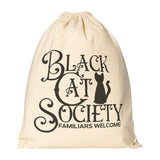 BLACK CAT SOCIETY Drawstring Canvas Backpack
