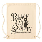 BLACK CAT SOCIETY Drawstring Canvas Backpack