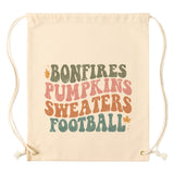 BONFIRES PUMPKINS SWEATERS FOOTBALL Drawstring Canvas Backpack