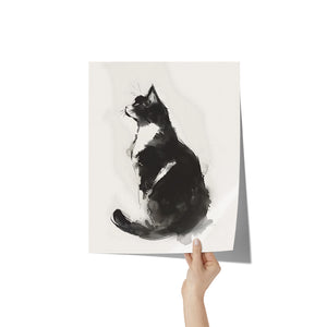 Beautiful BLACK & WHITE Tuxedo CAT 11x14 PRINT POSTER