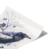 Beautiful Raven Watercolor Style Print 12x18 Poster, Glossy or Matte