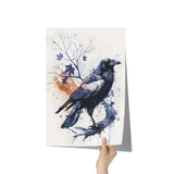 Beautiful Raven Watercolor Style Print 12x18 Poster, Glossy or Matte