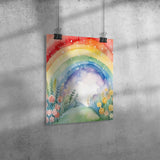 Beautiful Watercolor Look RAINBOW 11x14 Poster Print, Matte or Glossy