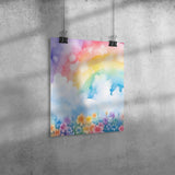 Beautiful Watercolor Look RAINBOW 11x14 Poster Print, Matte or Glossy