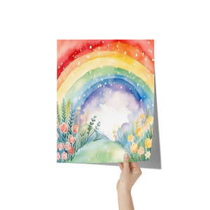 Beautiful Watercolor Look RAINBOW 11x14 Poster Print, Matte or Glossy