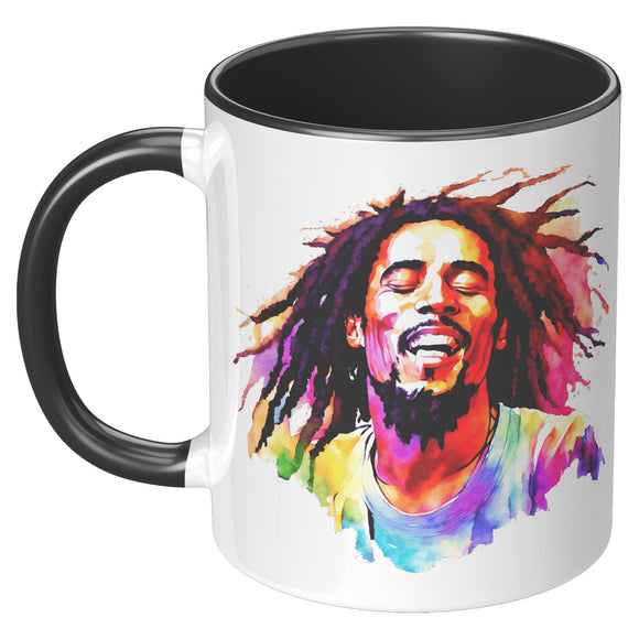Bob Marley 11oz Coffee Mug, Plain White or Color Accent