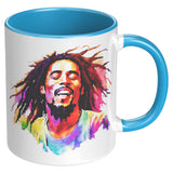 Bob Marley 11oz Coffee Mug, Plain White or Color Accent