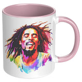 Bob Marley 11oz Coffee Mug, Plain White or Color Accent