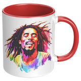 Bob Marley 11oz Coffee Mug, Plain White or Color Accent