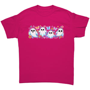 Bright Floral Ghosts Unisex T-Shirt, Cute Ghosts