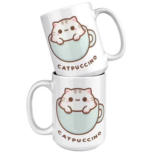CATPUCCINO 15oz COFFEE MUG, Cute Cat