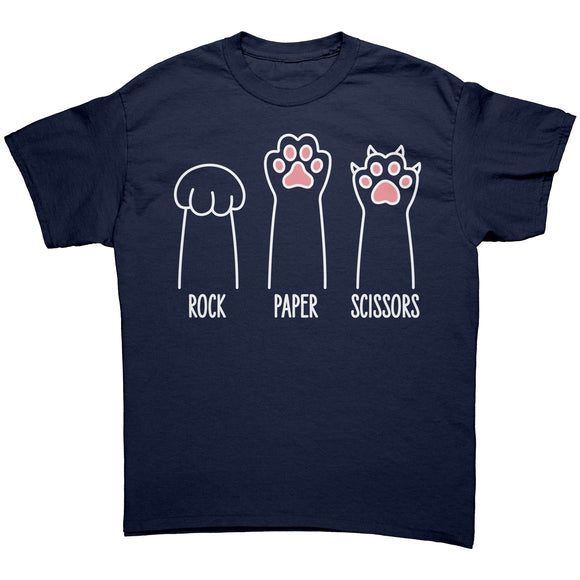 CAT Paws ROCK PAPER SCISSORS Unisex T-Shirt, Gildan Brand