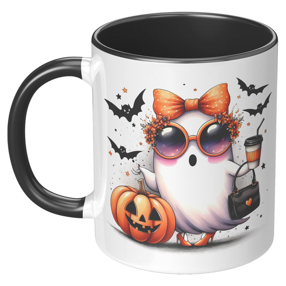 CHIC Coffee Drinking GHOST 11oz Color Accent COFFEE MUG