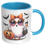 CHIC Coffee Drinking GHOST 11oz Color Accent COFFEE MUG