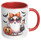 CHIC Coffee Drinking GHOST 11oz Color Accent COFFEE MUG