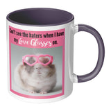 Can't see the haters with my Love Glasses on Color Accent or White Coffee Mug - J & S Graphics