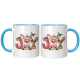 Christmas Joy Cute Reindeer 11oz COFFEE MUG, Plain White or Color Accent