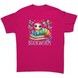 Colorful_Bookworm_Unisex_T-Shirt_Heliconia_Front_Mockup.png_15670075