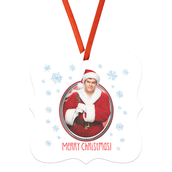 Merry Christmas Ornament with Santa Bill Hader