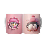Cute PENGUIN Crashing Through Coffee Mug, 11oz Coffee Mug