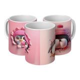 Cute PENGUIN Crashing Through Coffee Mug, 11oz Coffee Mug