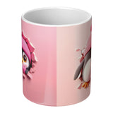 Cute PENGUIN Crashing Through Coffee Mug, 11oz Coffee Mug