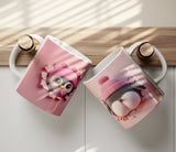 Cute PENGUIN Crashing Through Coffee Mug, 11oz Coffee Mug