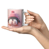 Cute PENGUIN Crashing Through Coffee Mug, 11oz Coffee Mug