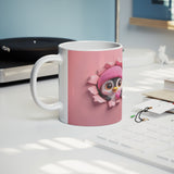 Cute PENGUIN Crashing Through Coffee Mug, 11oz Coffee Mug