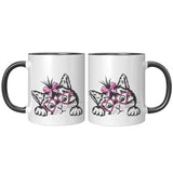 Cute Peeking Kitty Cat with Heart Glasses 11oz Coffee Mug