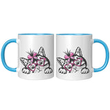 Cute Peeking Kitty Cat with Heart Glasses 11oz Coffee Mug