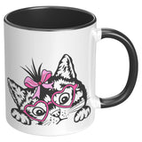 Cute Peeking Kitty Cat with Heart Glasses 11oz Coffee Mug