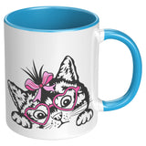 Cute Peeking Kitty Cat with Heart Glasses 11oz Coffee Mug