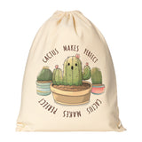 Drawstring Canvas Backpack CACTUS MAKES PERFECT