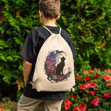 Drawstring Canvas Backpack Celestial BLACK CAT