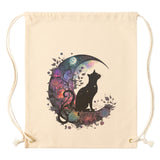 Drawstring Canvas Backpack Celestial BLACK CAT